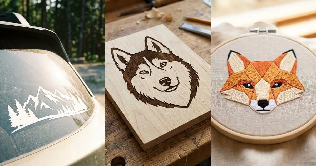One Photo, Three Machines: What a Cricut, a Laser and an Embroidery Machine Each Make From the Same Picture