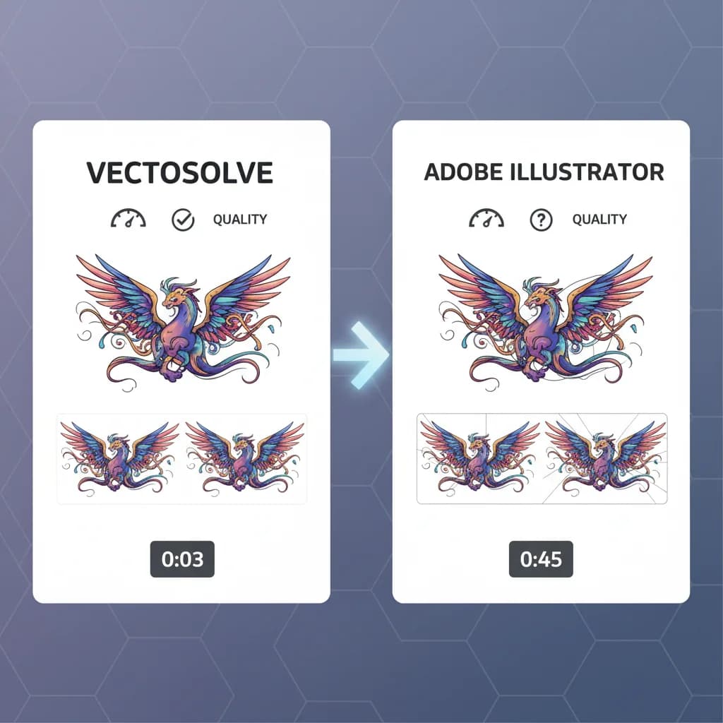 VectoSolve vs Adobe Illustrator Image Trace: Confronto completo 2026