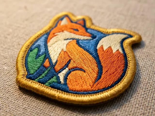 An embroidered fox patch