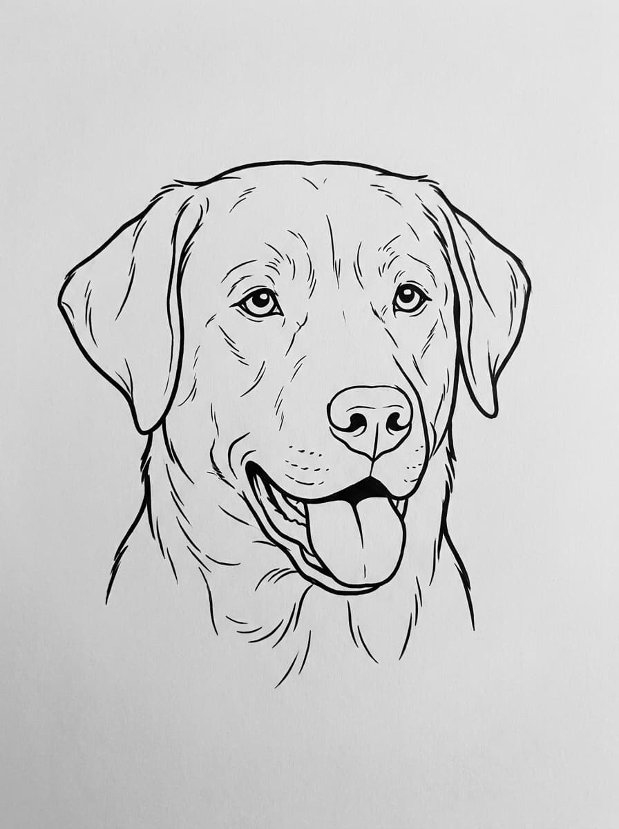 Pet portrait tattoo stencil linework example