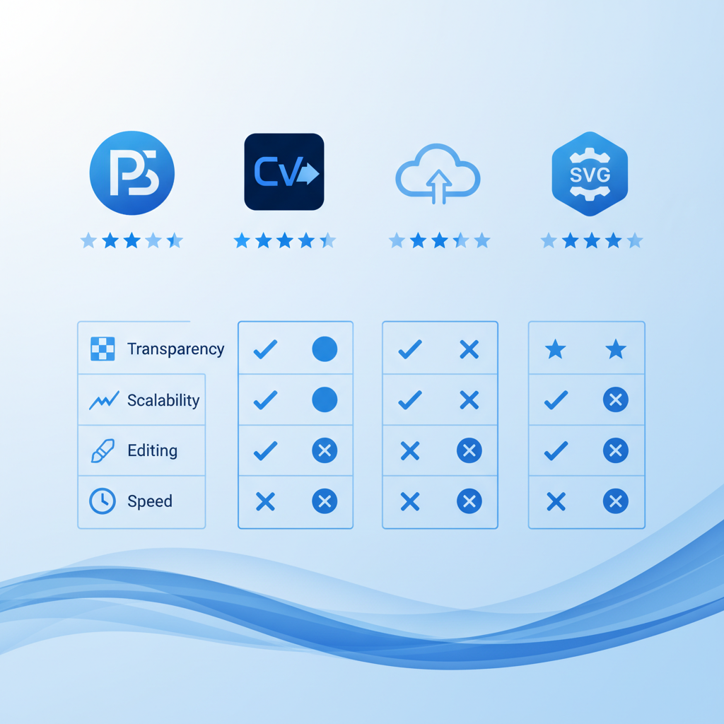 Comparison of PNG to SVG conversion results across different tools