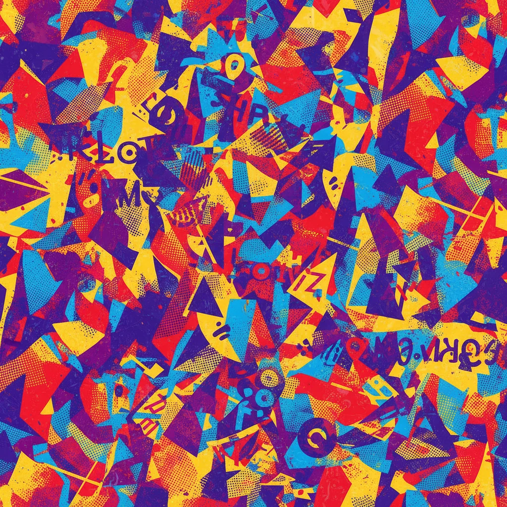 Maximalism: bold colors, overlapping shapes, and layered compositions