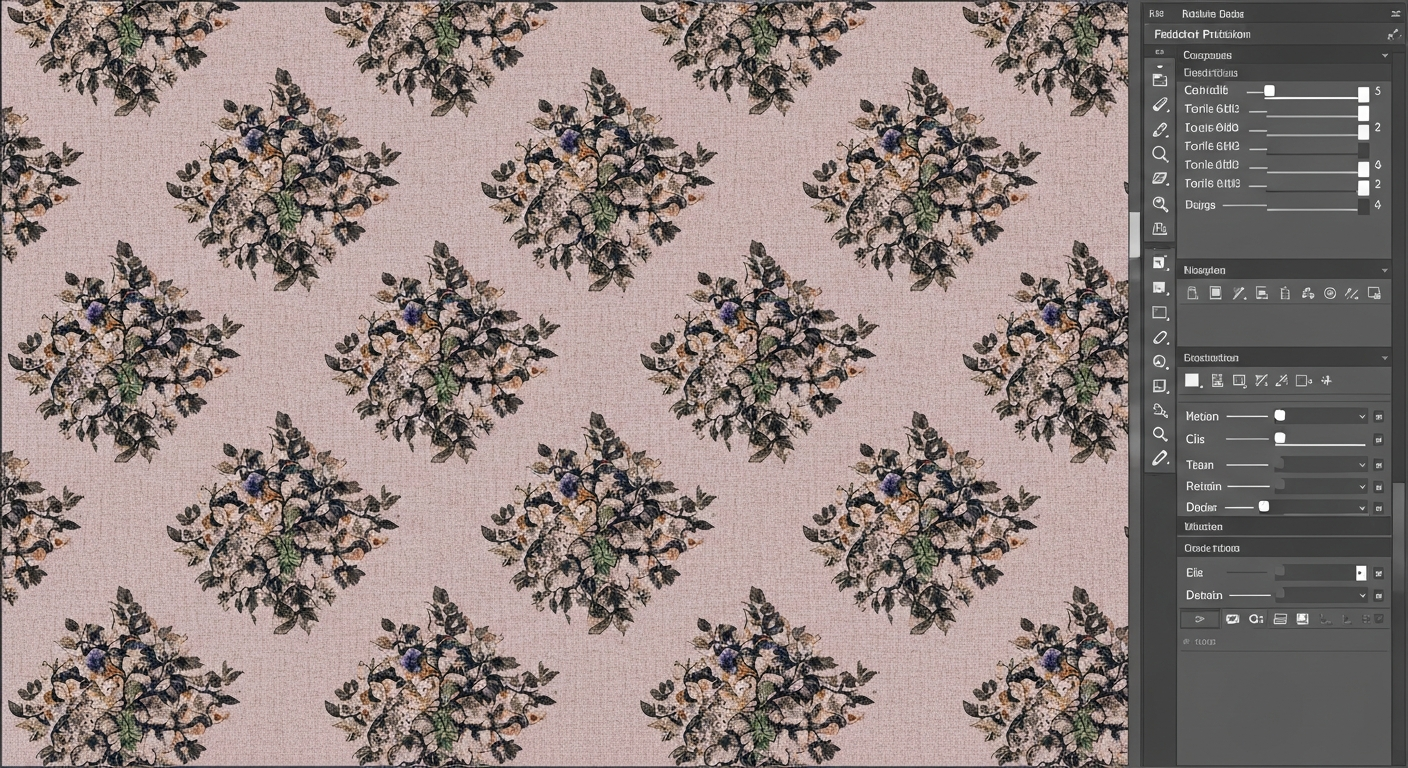 Fabric with a half-drop floral vector pattern