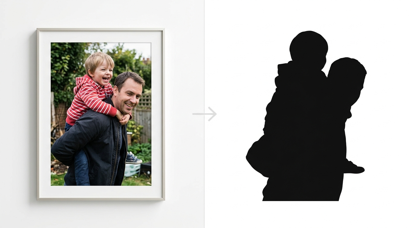 A family photo transformed into a clean cut-ready silhouette