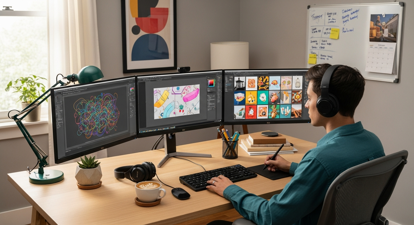 A freelance designer working with VectoSolve