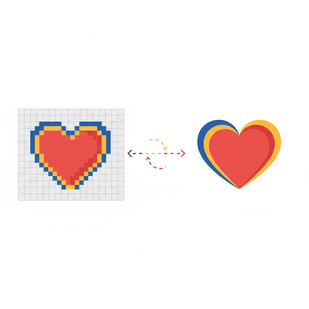 Pixel vs vector comparison