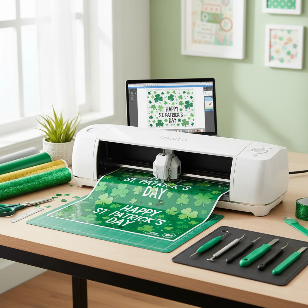 Cricut machine cutting St. Patrick's Day SVG designs