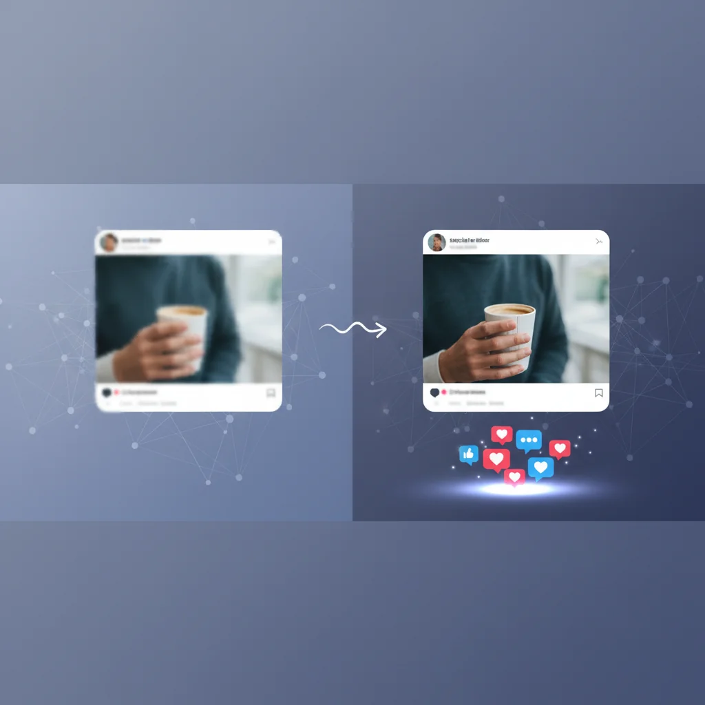 Upscale social media images for crisp display on all devices