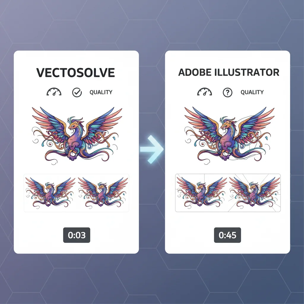 VectoSolve vs Adobe Illustrator Image Trace — side-by-side comparison